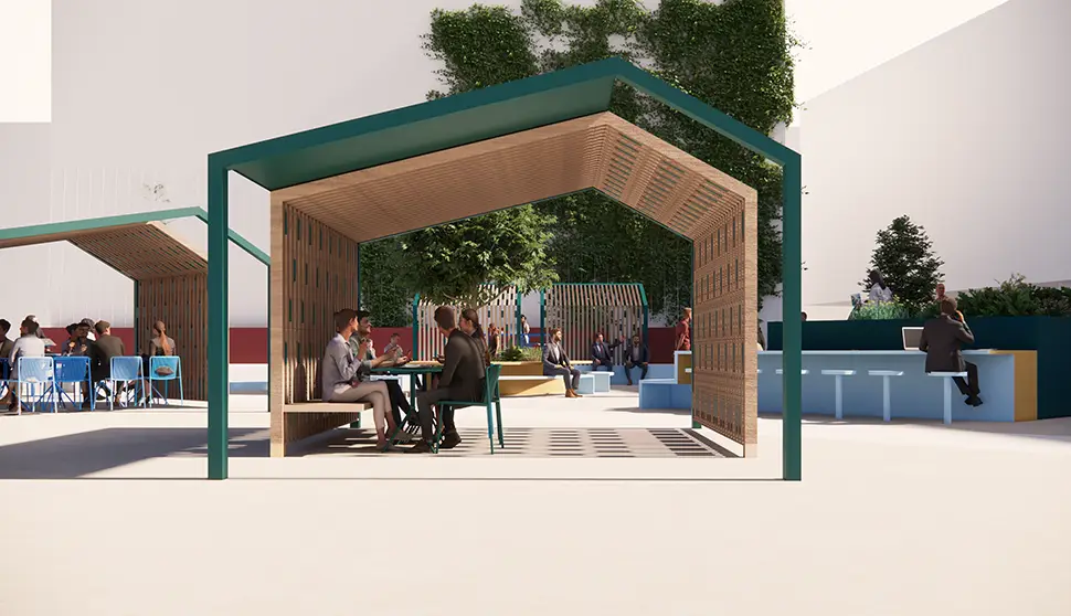 Pergola avec bureau extérieur